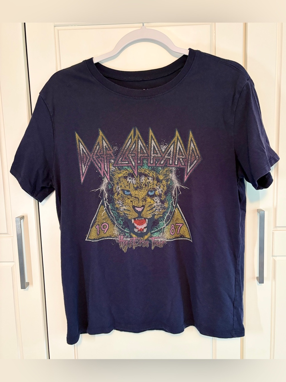 Def Leppard 1987 Tour Graphic Tee Small Navy Concert Festival